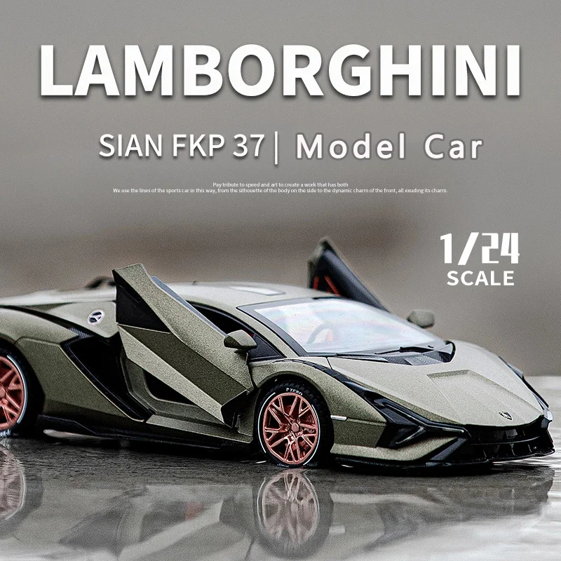 

1:24 Simulation Lamborghinis Lightning Sian Alloy Car Model Pull Back Sport Car Model Ornaments Boy Birthday Gift Collection Toy