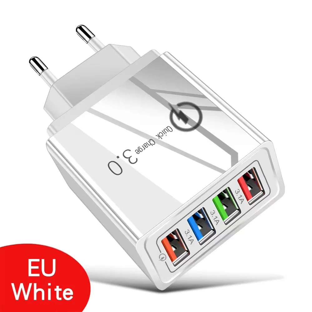 Фото USB-зарядное устройство с вилкой Стандарта ЕС/США/Великобритании для быстрой зарядки 3,0, подходит для планшетов, стандартных адаптеров, портативных настенных зарядных устройств, №1