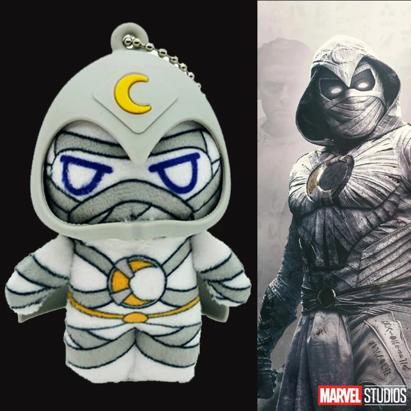 

Disney Marvel Legends Moon Knight Figure Keychain Marc Spector Cute Cartoon Figure Plush Doll Keyring Kawaii Backpack Pendant