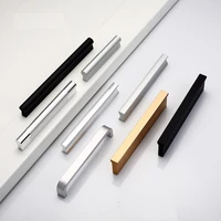 furniture handles black one word straight drawer solid space aluminum knobs round headed bathroom cabinet alloy long strip type