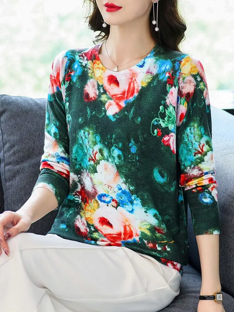 

Свитер женский с принтом, топы в Корейском стиле, модная одежда с длинным рукавом, пуловер, пуловер, свитера для женщин, весна-осень