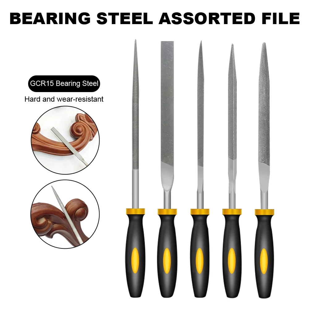 

160mm 5PCS Metal Rasp Needle Files Set Wood Carving Tools for Steel Rasp Needle Filing Woodworking Hand Tool
