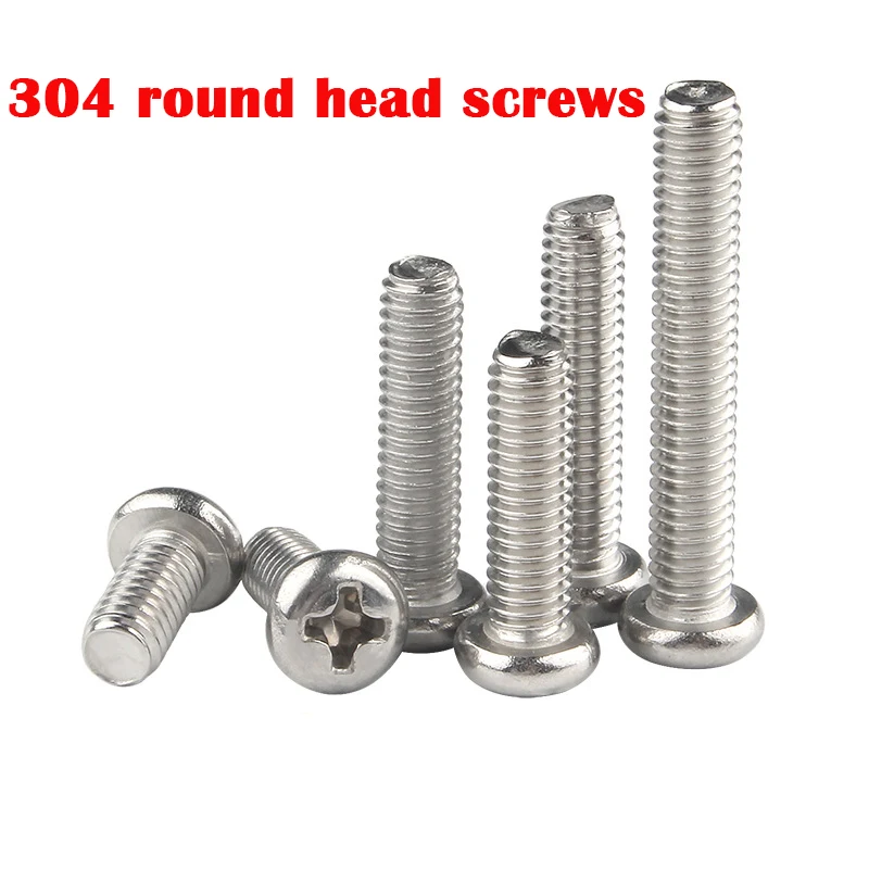 

304 Stainless Steel Round Head Machine Screw M2 M2.5 M3 M4 M5 M6 M8 M10