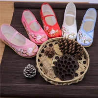 4 color children embroidered canvas cloth shoes vintage chinese style flats ladies comfortable womens handmade embroidery shoes