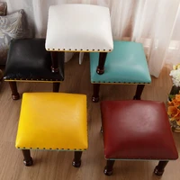 small leather retro stool dressing table small portable chair wood low kitchen creative repose pieds bureau household supplies
