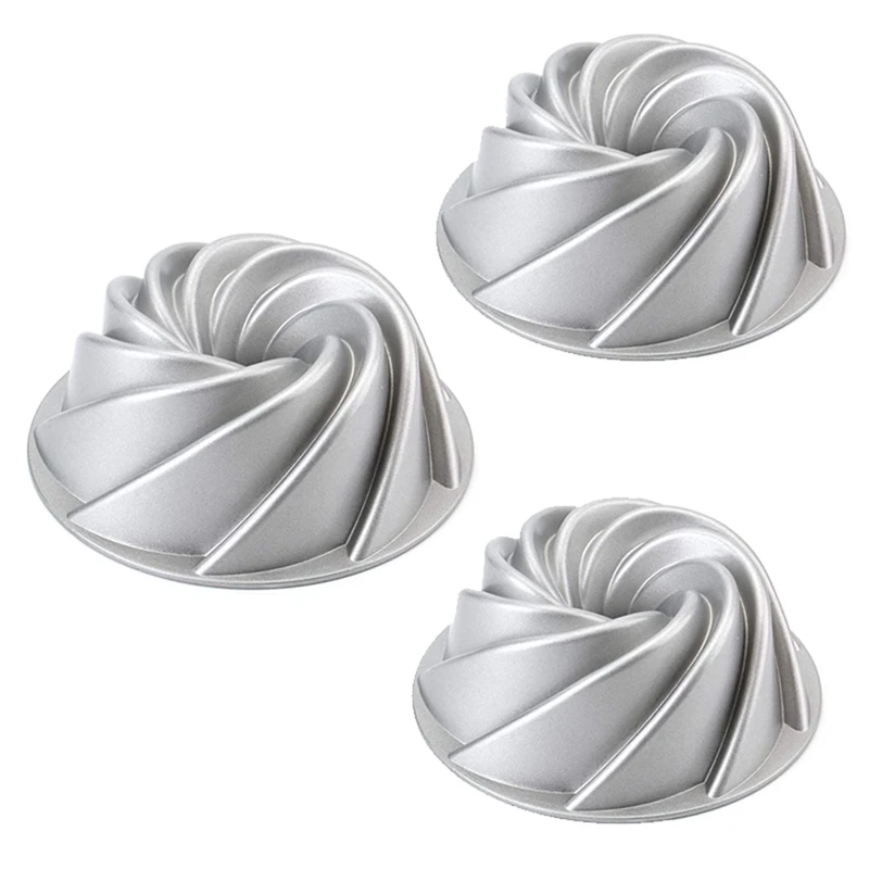 

3X 9-Inch Non-Stick Fluted Cake Pan Round Cake Pan Specialty And Novelty Cake Pan