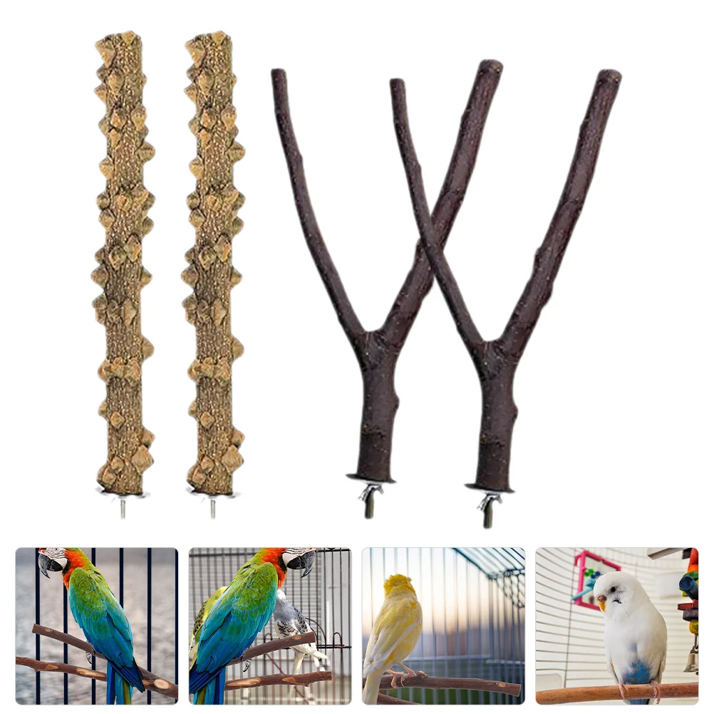 

4 Pcs Parakeet Cage Accessories Parakeet Perch Toy Bird Toy Bird Tree Bird Stands Parrots Parrot Stand Perch Perches Bird Cages