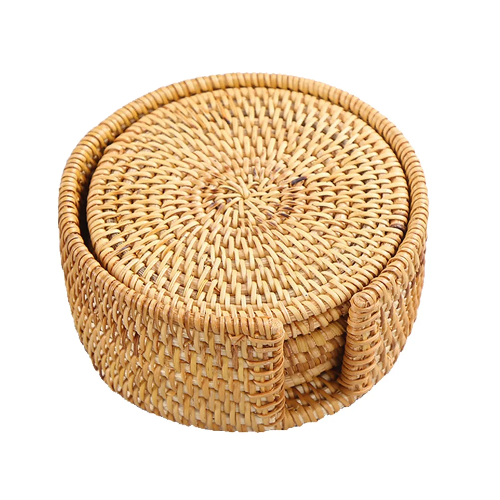 

Beech Rattan Coasters, Cup Bowl Pad Coffee Tea Cup Pads Teapot Coasters for Table Desk Office Hotel 6pcs ( As shown )