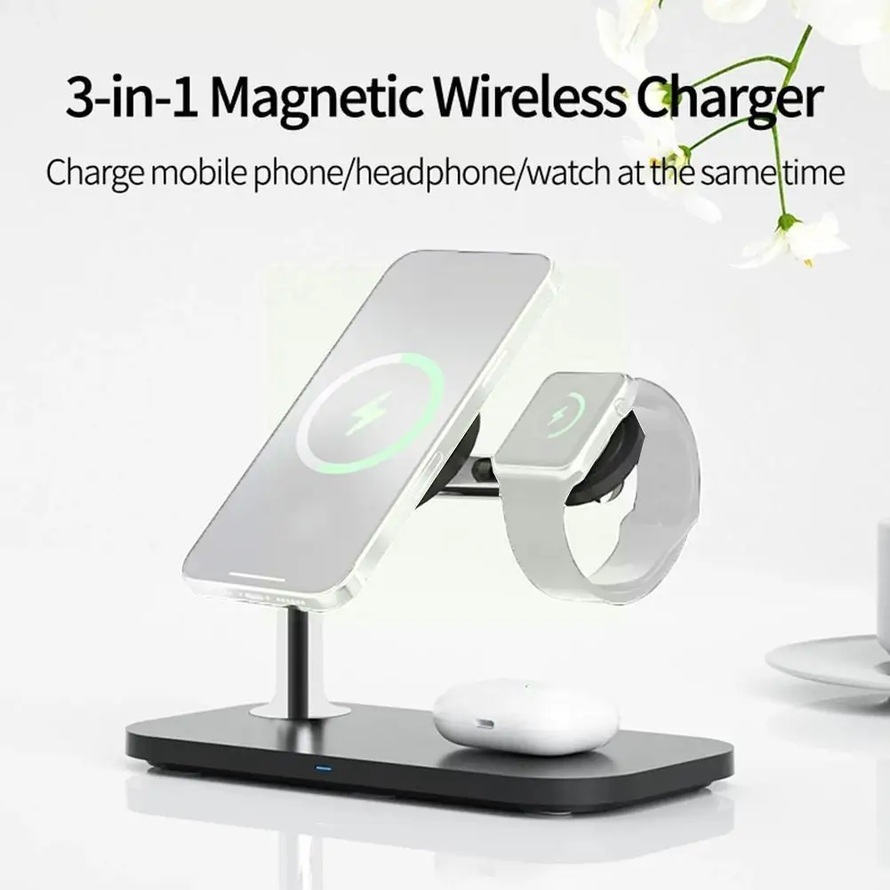 

15w 3 In 1 Magnetic Wireless Charger For 12 13 Pro Max Chargers For 6se Pro 2 3 Charging Dock St X5r3