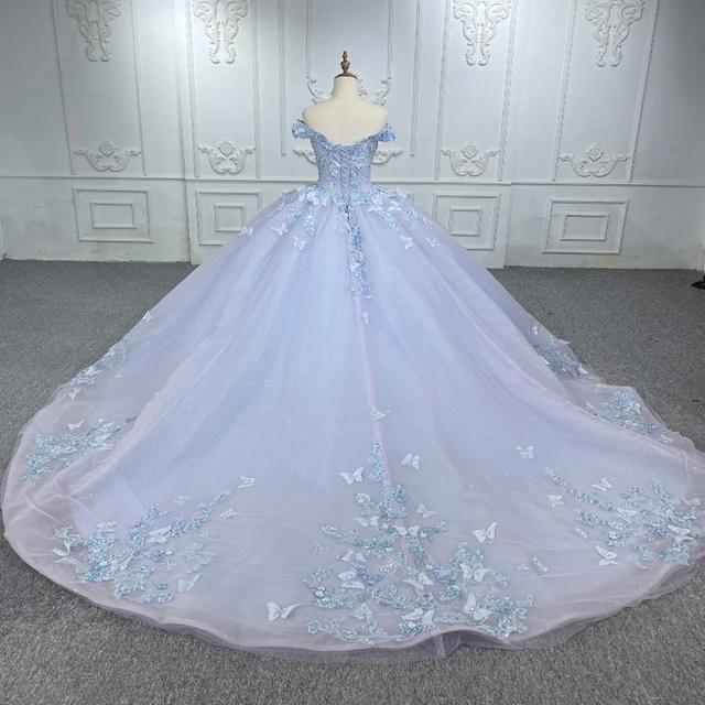 JANCEMBER Quinceanera Dresses Ball Gown Lace Flowers Vestidos De 15 Años 2023 Blue Pearls DY6530 Vestito Da Ragazza Di Fiori 2