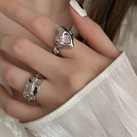 irregular love heart ring for women stainless steel silver color vintage fashion temperament wedding engagement party jewelry