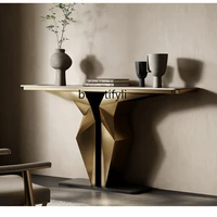 yj light luxury style entrance porch table stainless steel one piece wall table modern rock porch table