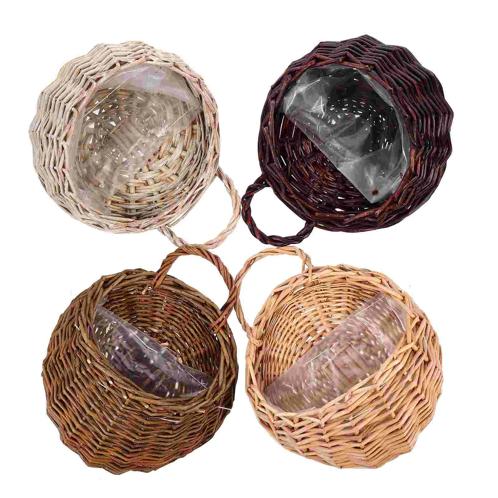

4 Pcs Indoor Hanging Planters Hanging Planter Basket Woven Wall Basket Wicker Flower Pot Wall Mounted Planter Succulent Planter
