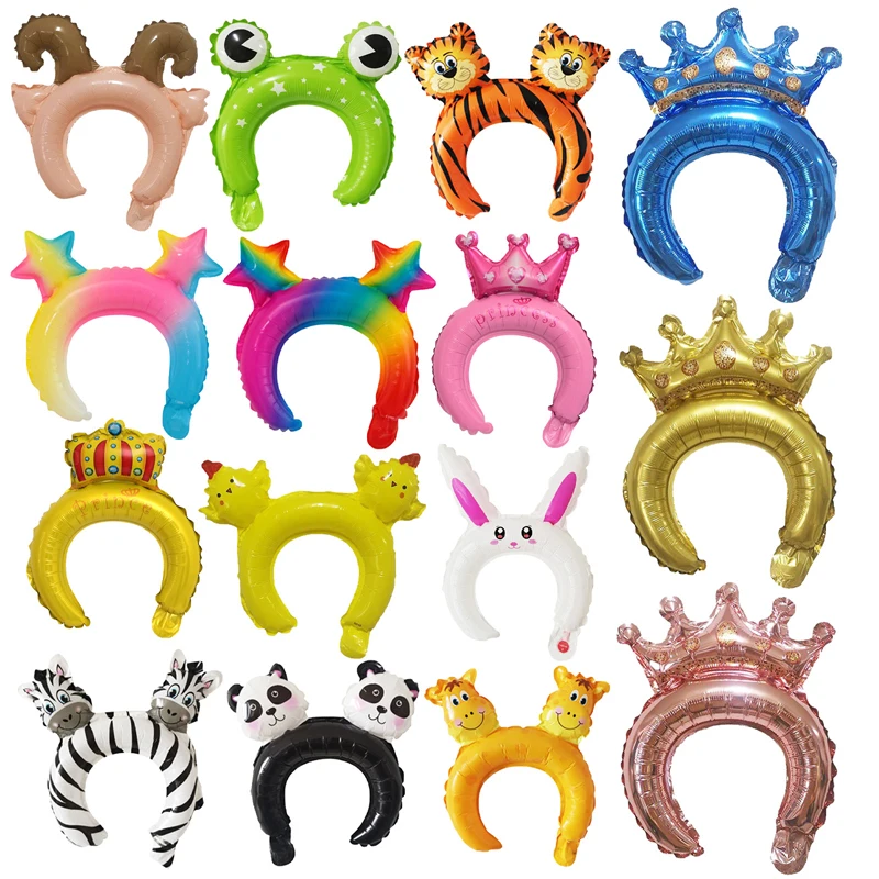 10pcs Headband Balloon Cute Rabbit Bear Cartoon Animal Balloon Pink Children's Toys Baby Shower Birthday Party Decoration Gift