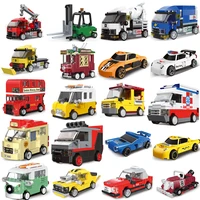 pull back fire fighting truck city police taxi bus cooper panzer vehicle bricks building blocks toys for children boys gifts
