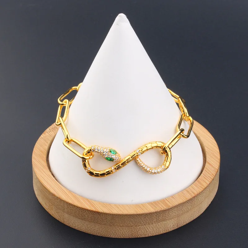 Новый винтажный плоский круглый браслет со змеей Бесконечность для женщин тренд