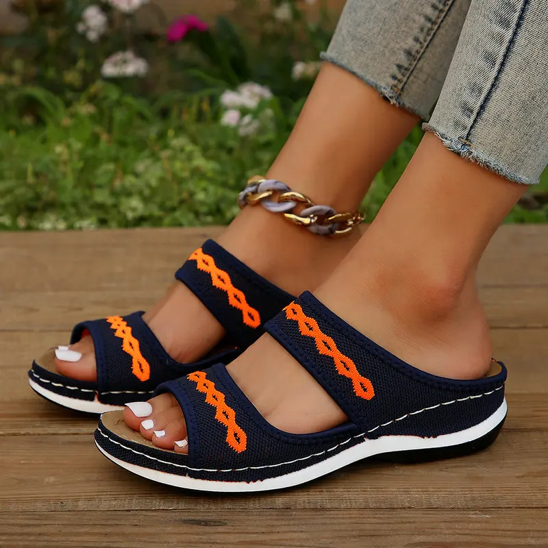New 2023 Retro Wedges Slippers Women Non-slip Round Toed Fashion Comfortable Slippers Casual Walking Beach Shoes Tênis Feminino