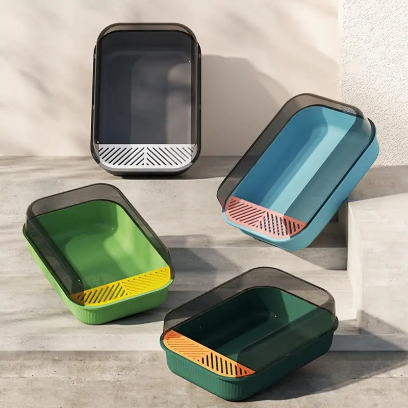 Semi Enclosed Sifting Litter Box High Sides Detachable Shall