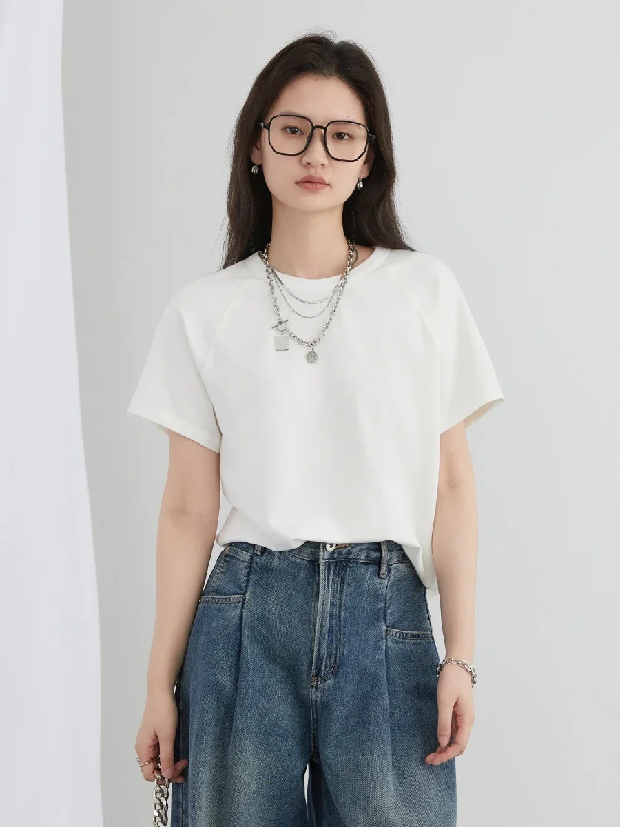Женская однотонная футболка CHIC VEN с круглым вырезом