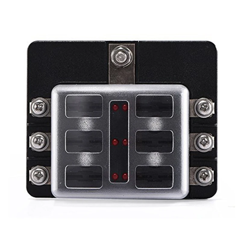 

Blade Fuse Box Holder 8/6 Way Terminal Block with LED Warning Lamp for Car Trike