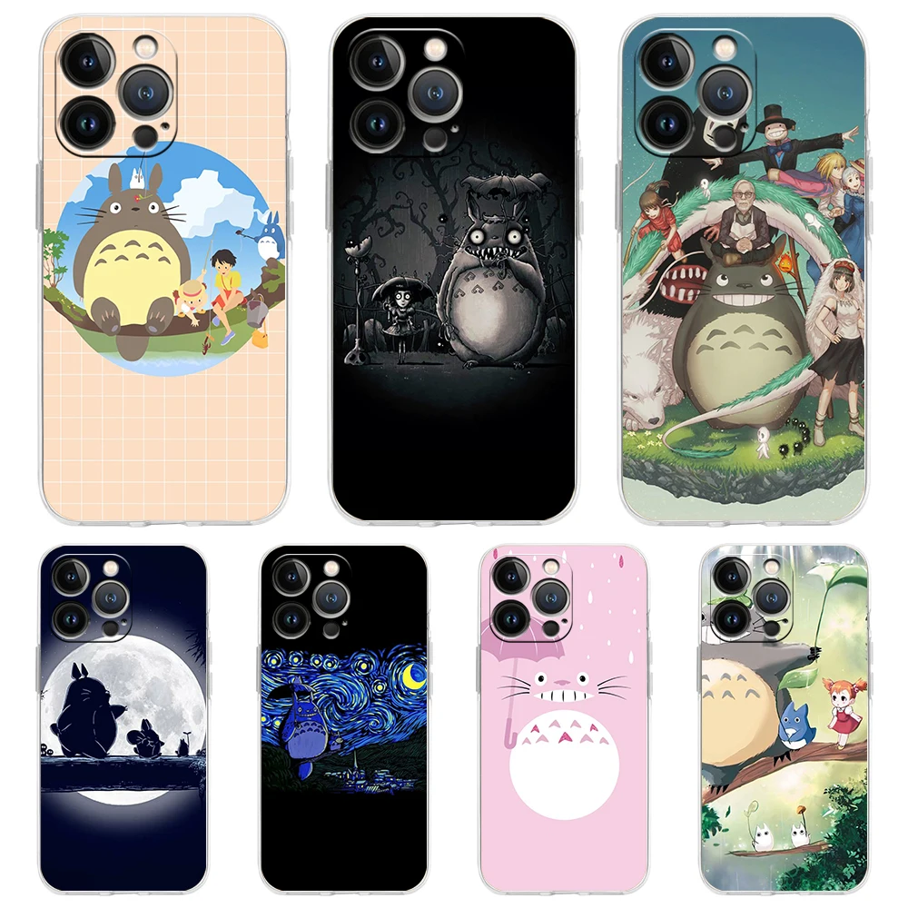 

Totoro Anime Transparent Bag Phone Case Cover for iPhone 14 13 12 11 Pro Max X XS Max 14 7 8 Plus Shockproof Soft Shell Fundas