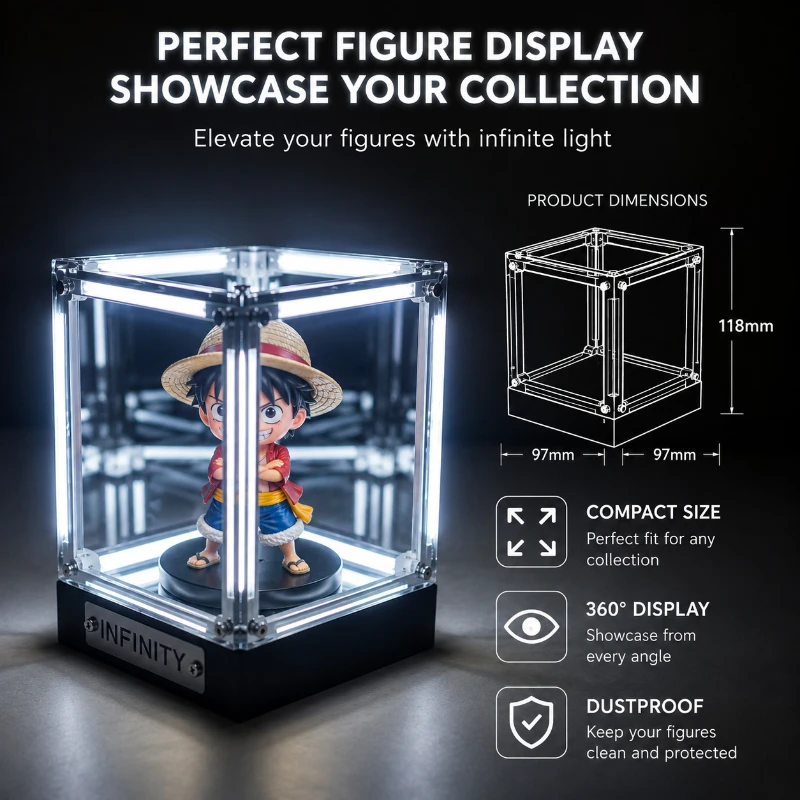 Фото Светодиодный светильник-бокс Hypercube: DIY беспроводной настольный светильник, витрина для фигурок, бесконечное зеркало, 4D-бокс, тоннель-бездна, декоративный элемент №2