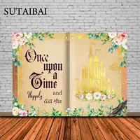 Once Upon A Time Backdrop Castle Floral Princess Romantic Story Photography Background Fairy Tale Books Happily Ever After Party