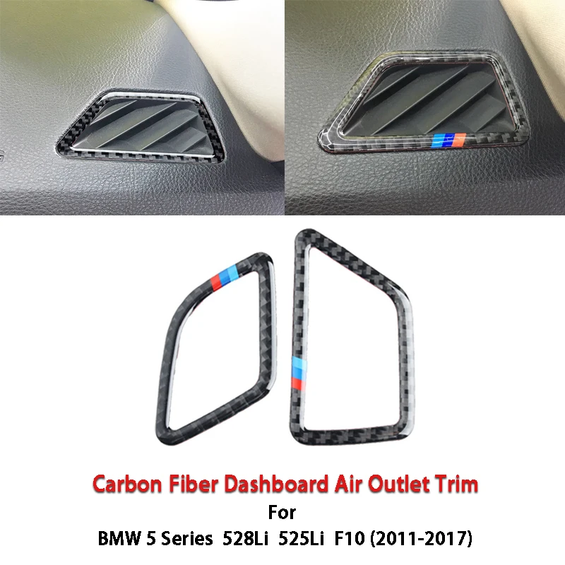 

Carbon Fiber Dashboard Air Conditioning Outlet Frame Decoration Cover Trim For BMW 5 Series 528i 525i F10 2011-2017 Car Styling