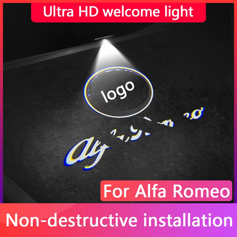 

2pcs For Alfa Romeo Car Door welcome light Laser Projection Ghost Shadow Lamp Warning Ambient Light for Stelvio Giulia Refit