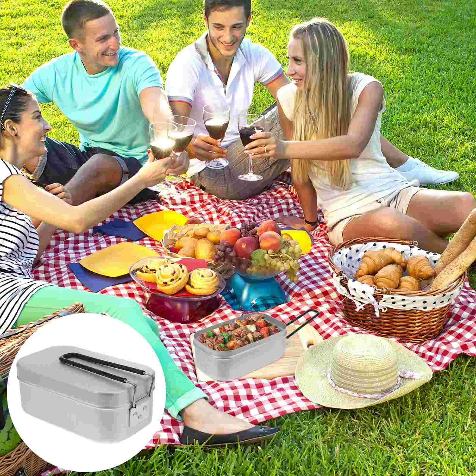 

Camping Box Stainless Steel Bento Metal Plates Gi Plate Lunch Containers Tin Survival Set Eating Store Gear Ww2 Scout Boy