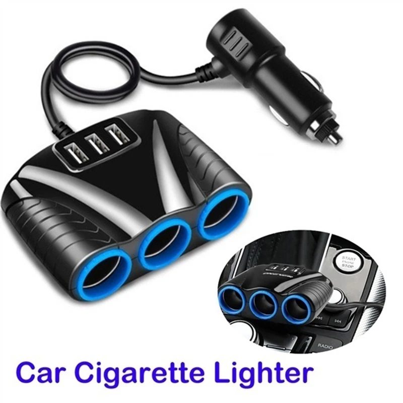 

120W 3 USB Port Cigarette Lighter Adapter 12V/24V DC Splitter Car Charger Adapter For Phone DVR Digital Camer Charge Accessories