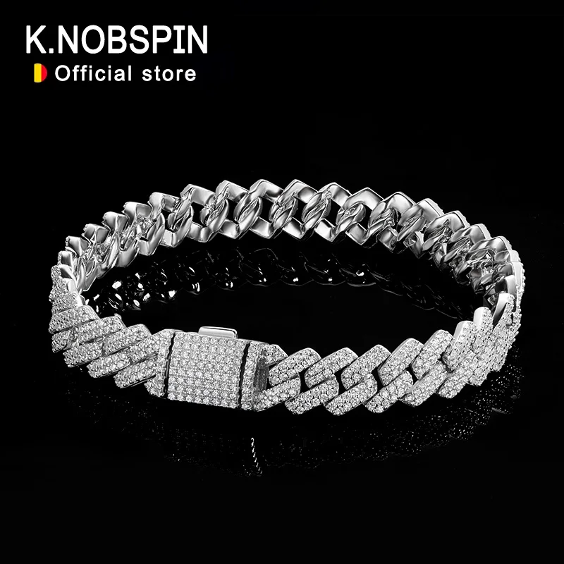 KNOBSPIN 8 мм кубинский браслет с муассанитом полный бриллиант сертифицированный GRA