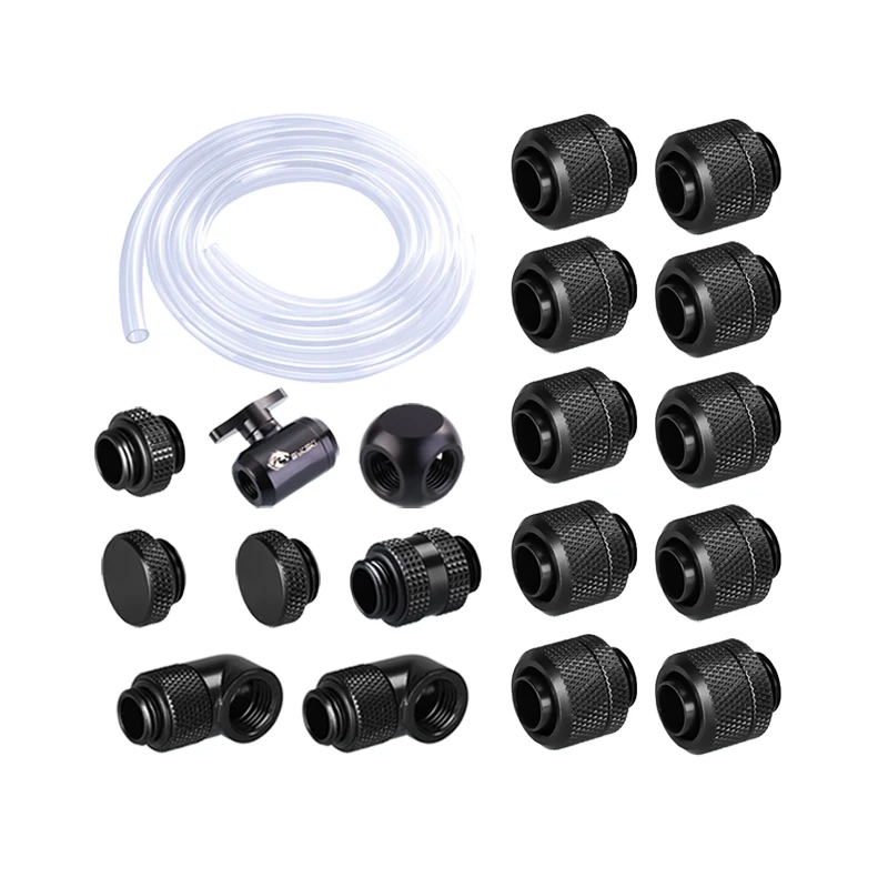 Azieru Fitting Kit use Soft Pipe Hand Compression Connector Joint +  Hose Tube + Switch Water Cooling Accessories Fitting