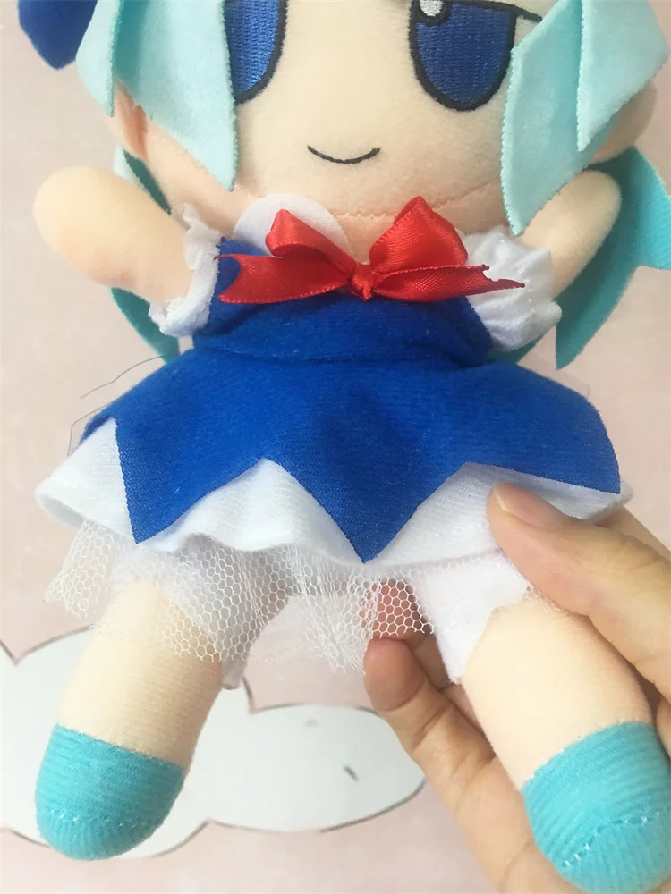 20cm TouHou Project Cirno Plush Doll Japan Anime Fumo Plushie Toy Stuffed Sitting Figure Cosplay Props Accessories Kids Fan Gift images - 6