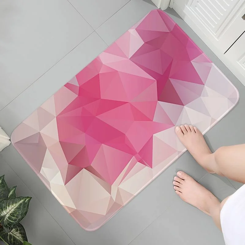 

For Kitchen Mats Bedroom Rug Carpet Modern Washable Anti-slip Home And Comfort Pink And Grey Geometric Room Carpets Prayer Rug