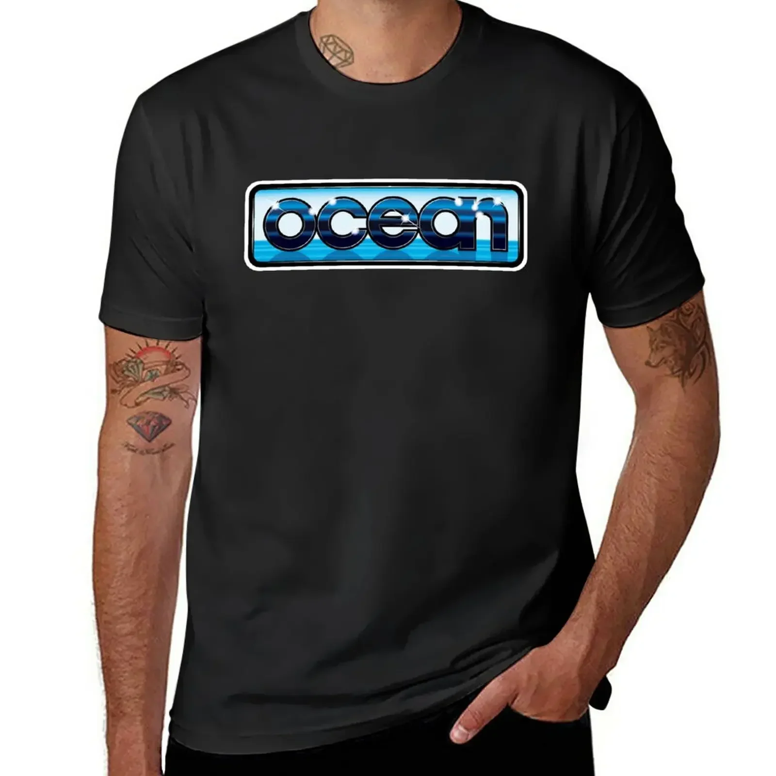 Фото Логотип Ocean Software из 80-х-футболка высокого качества для отдыха 100% (подруга, C64, амстрад, спектр) №1