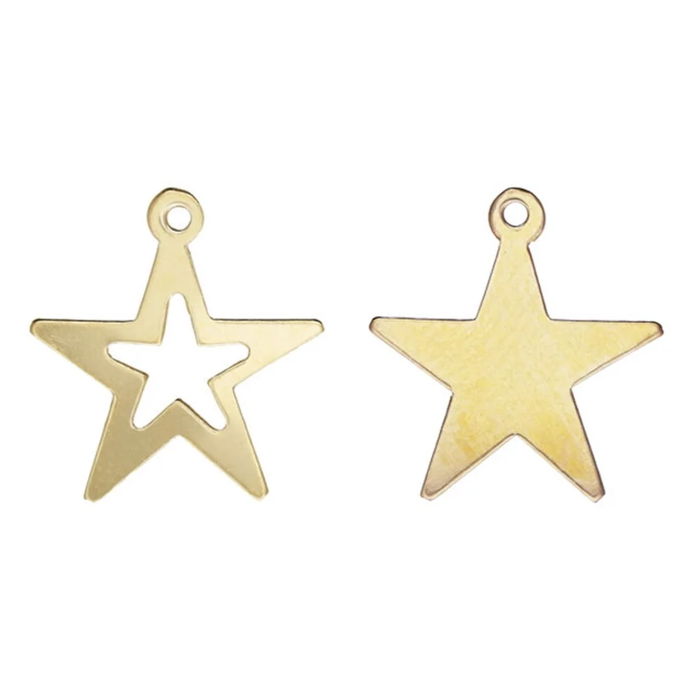 

2pcs 14K Gold Filled Cut-out Pentagram Star Slice Charm for Bracelet Necklace 14mm
