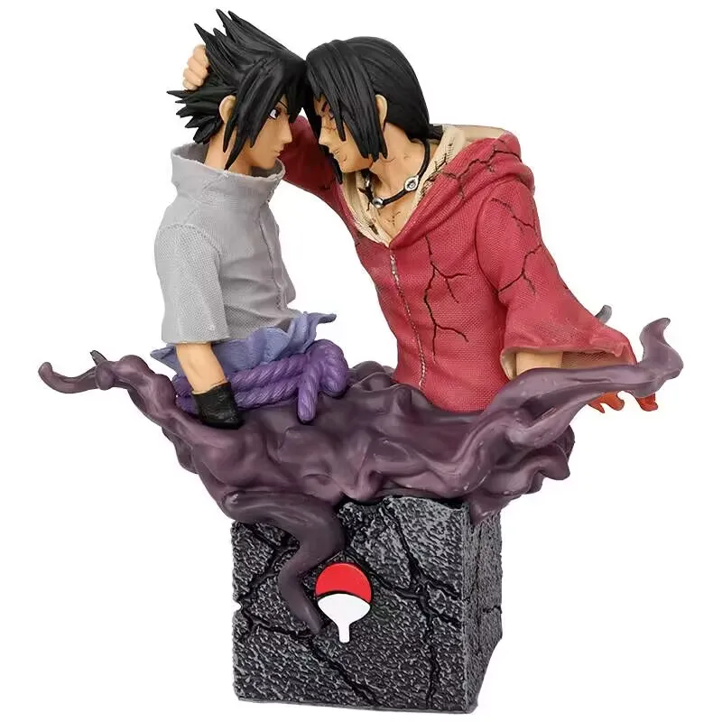 

17cm Naruto Anime Figure Uchiha Itachi & Sasuke GK Brotherly Reconciliation Stone Monument Bust Model PVC Action Figurine Toys