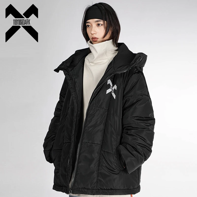 

11 BYBB'S DARK 2022 Hip Hop Parkas Jacket for Women Men Winter Cargo Padded Jackets Warm Thick Hooded Coats Luminous at Night
