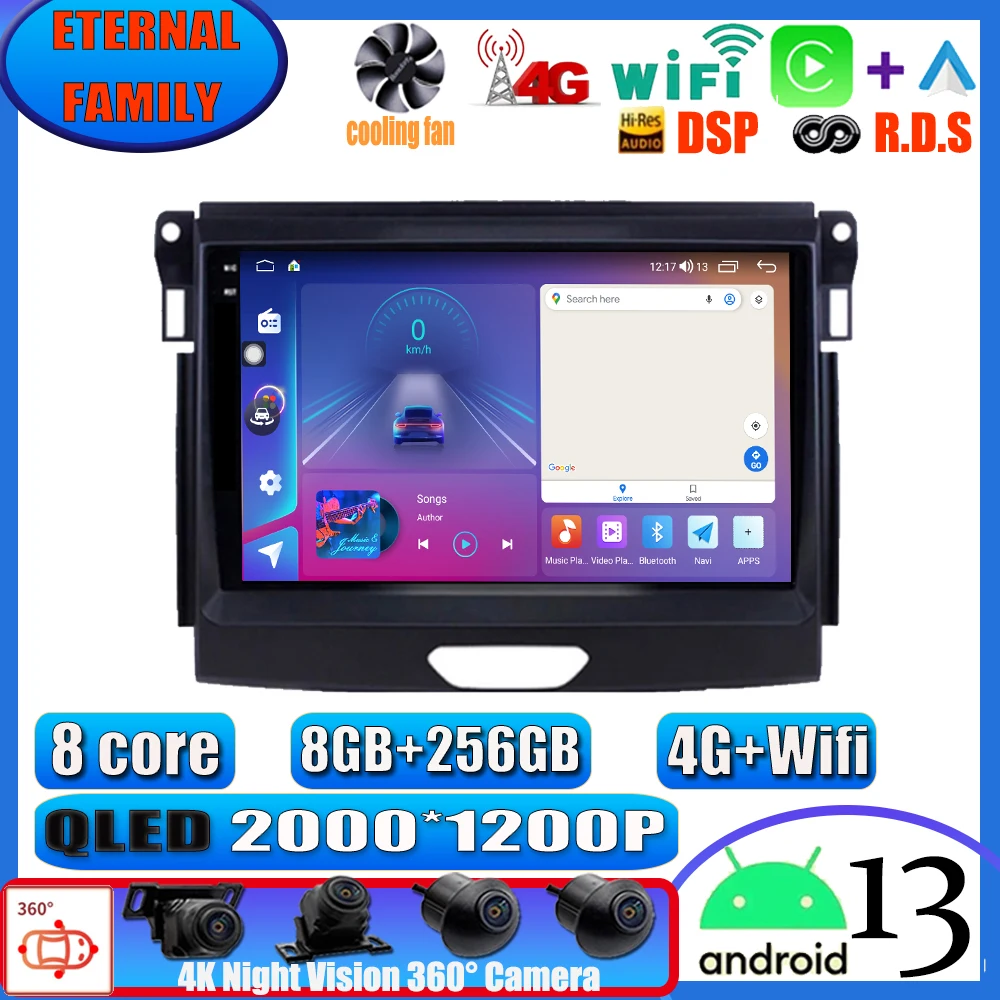 

Android 13 For Ford Ranger Everest T6 2016 2017 - 2020 Multimedia Car Player Carplay Auto GPS Video Navigation QLED No 2Din DVD