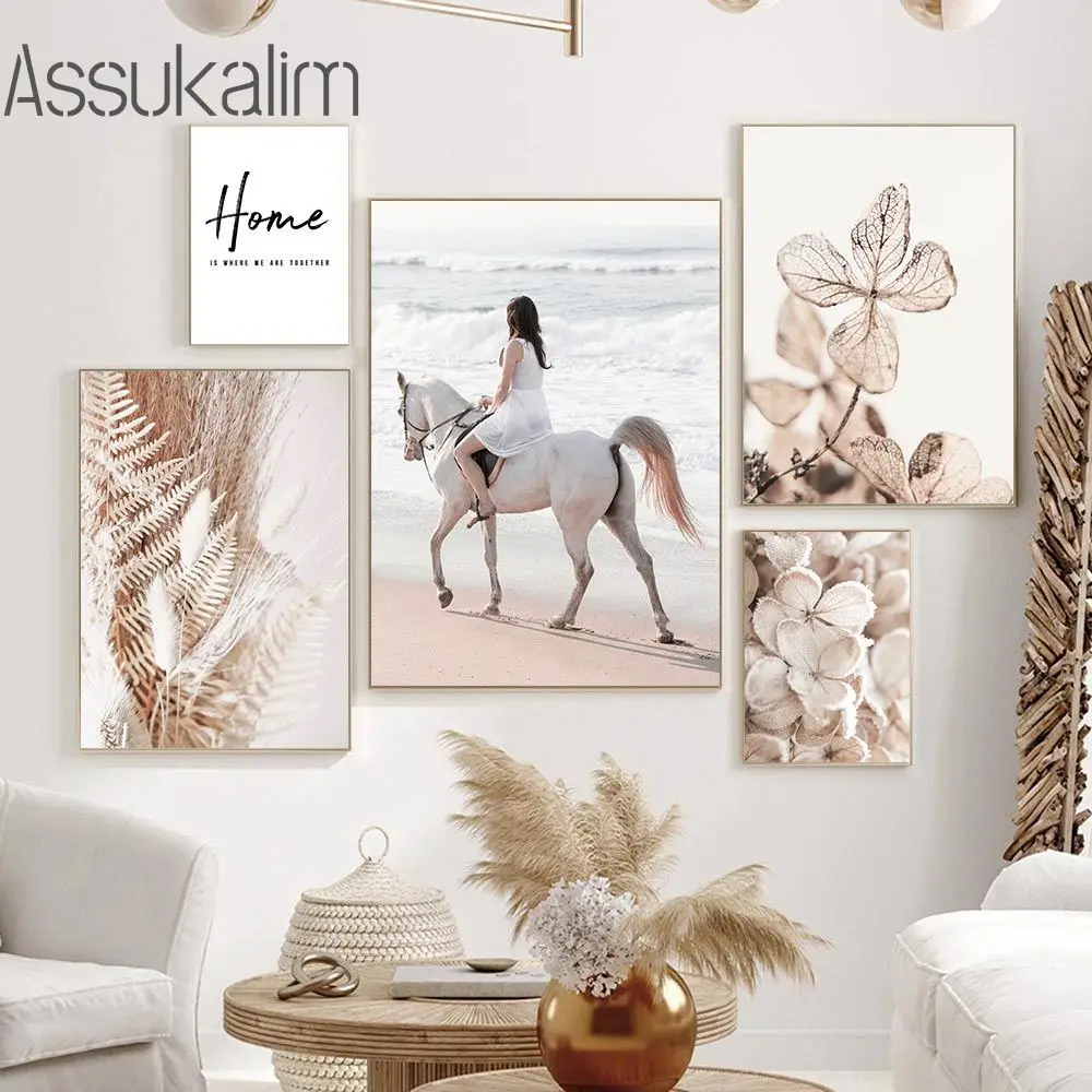 Высушенные цветы Картина на холсте с изображением белой лошади язычковые