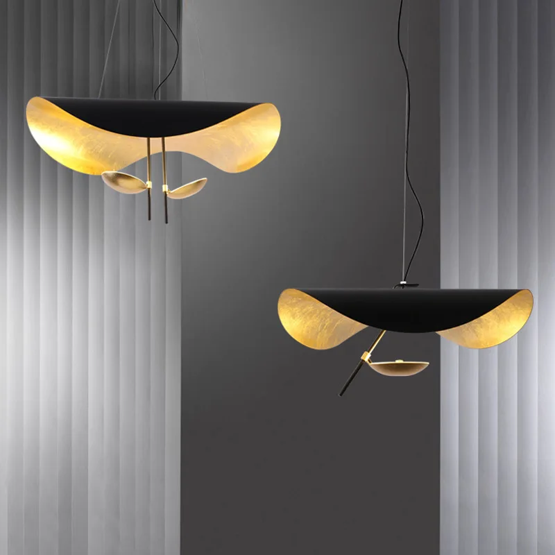 

Modern Flying Saucer Hat LED Pendant Lights Curved Surface Art Home Decor Hanglamp for Living Room Restaurant Kitchen Chandelier