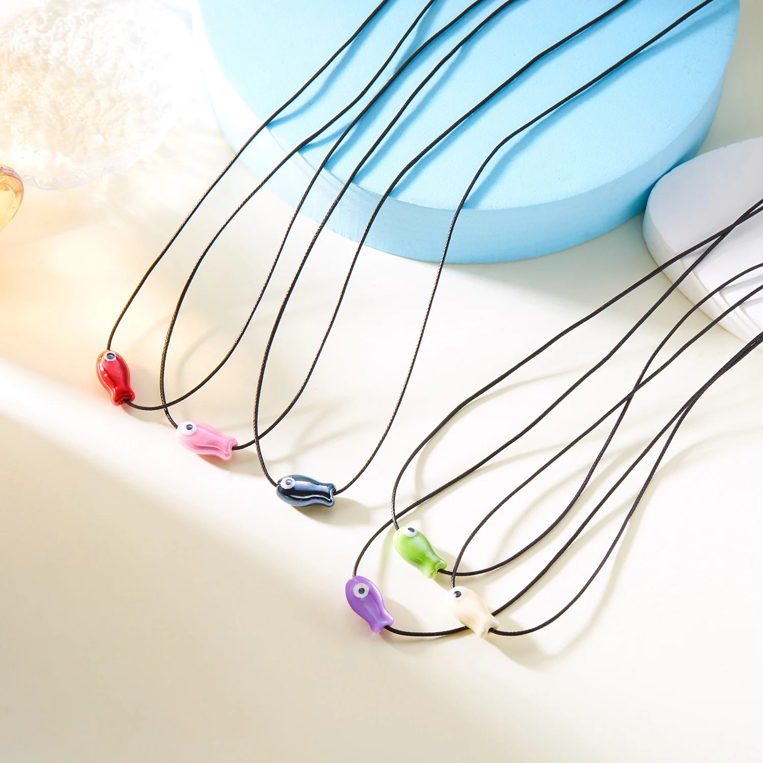 Fashion Cute Cartoon Ceramic Fish Bracelet For Women Adjustable Handmade Woven Rope Girls Friendship Jewelry Party Gift