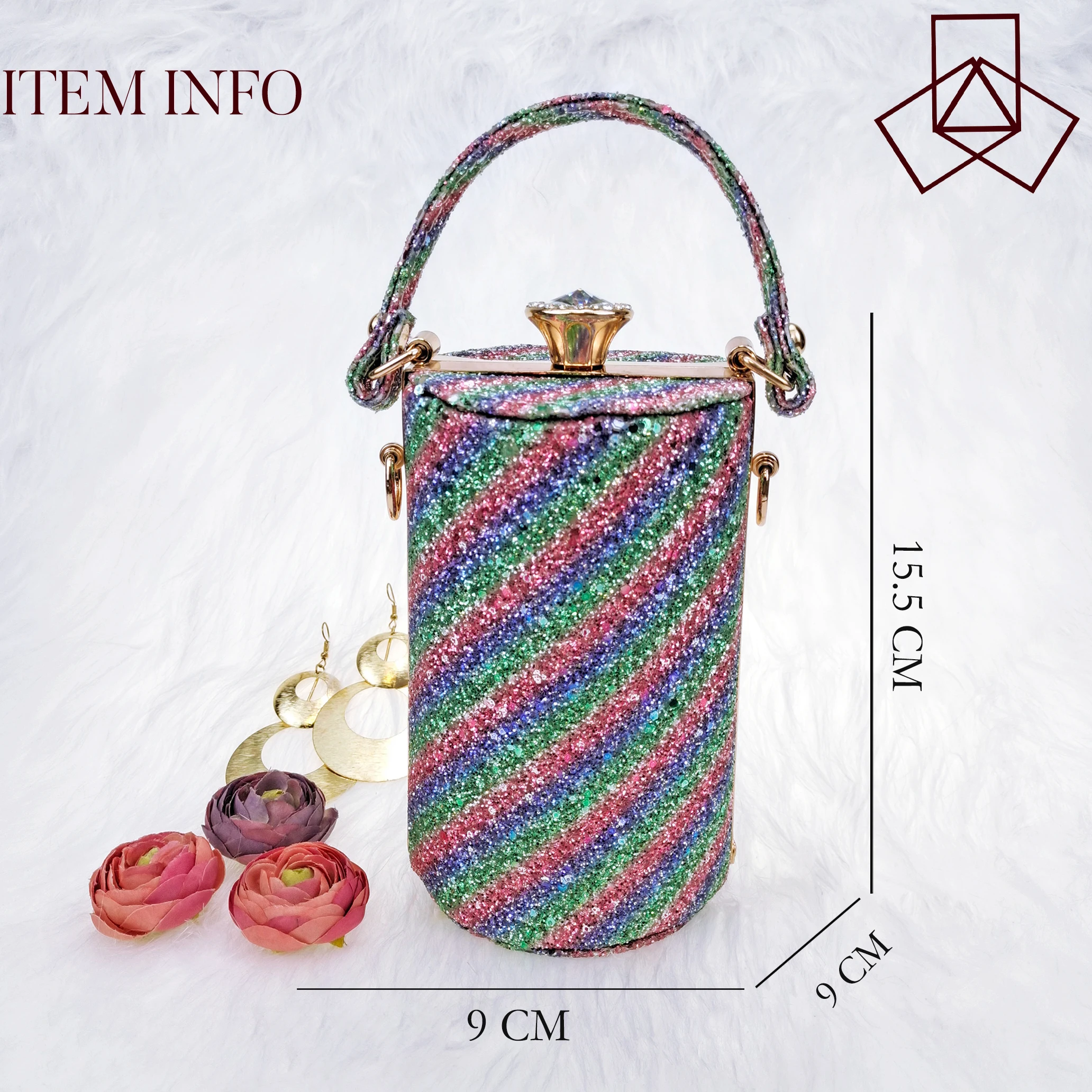 2022 Latest Colorful Glitter and Diamond Butterfly Design Accessories Women's Shoes and Bags Set Rainbow Color