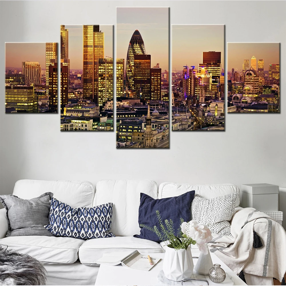 

HD Printed Wall Art Canvas Picture 5 Piece London City Building Night View Painting Interior Posters Home Living Room Decoration