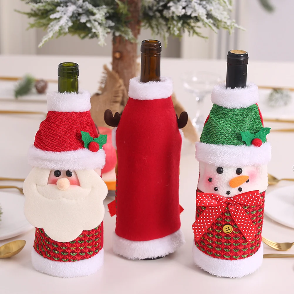 

Bottle Christmasdecoration Cover Covers Holiday Plush Bags Outfits Party Table Decorationsgift Wrap