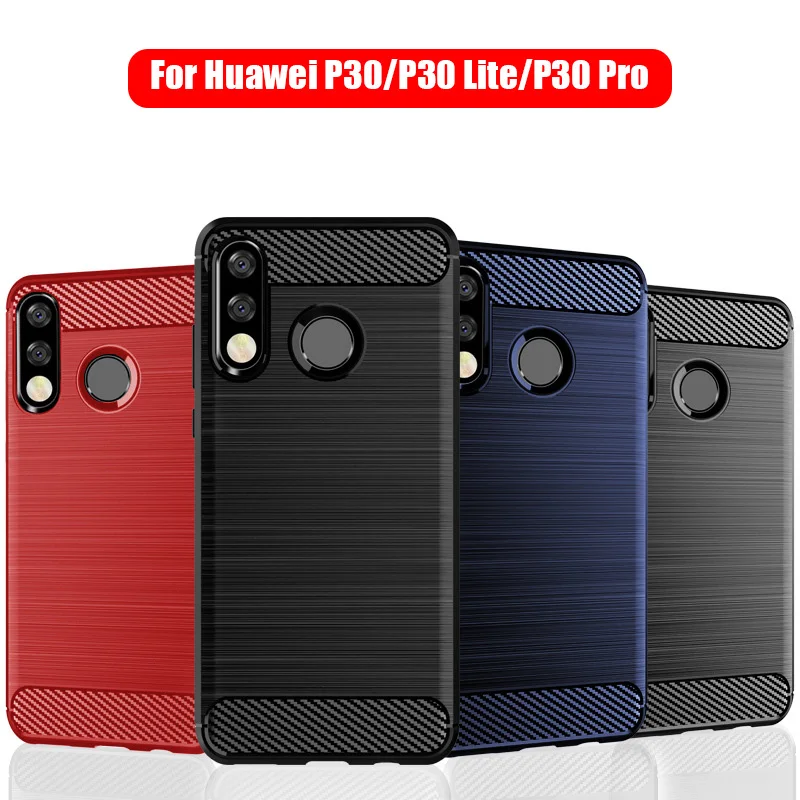 

Case for Huawei P30/P30 Pro/P30 Lite, TPU Silicone Soft Case Cover Black Blue Red