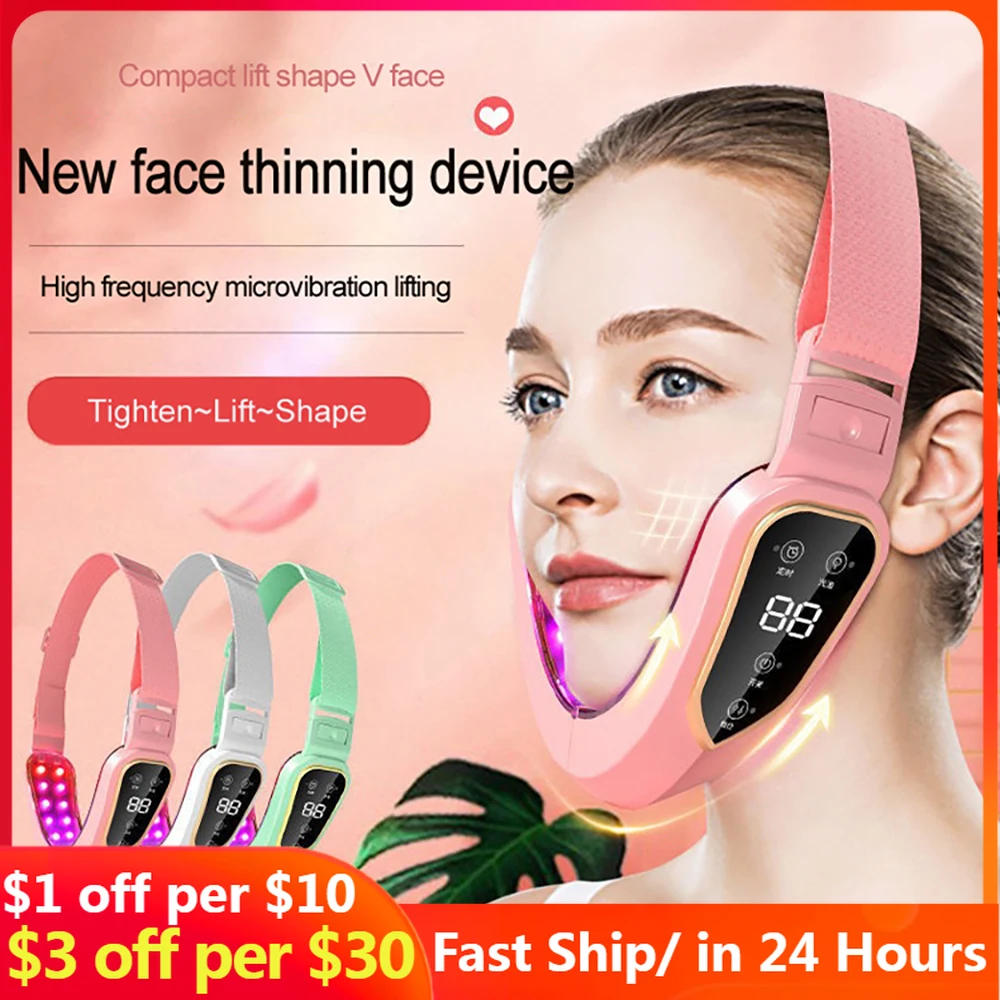 

Facial Lifting Device LED Photon Therapy Facial Slimming Vibration Massager Double Chin V-shaped Cheek Lift EMS Face Massager
