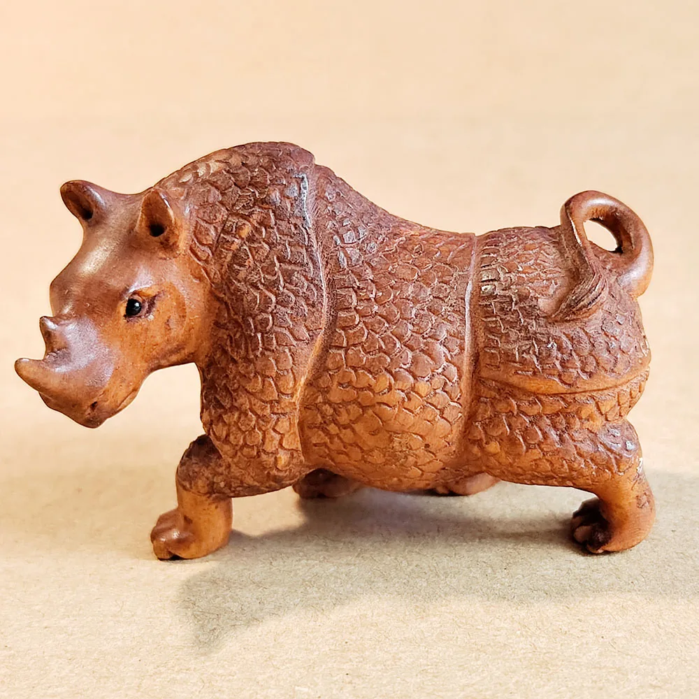 

Y8439 - 20 лет, 2 дюйма, ручная резка, ящик, Netsuke-Мощный Рино