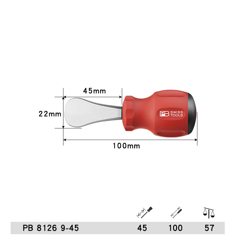 Инструмент PB SWISS Отвертки для монет с выпуклой ручкой для заглушек и пластиковых винтов Шлицевая отвертка 8125 9-45 | 8126 9-45